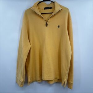 Polo Ralph Lauren Large Yellow Quarter Zip‎ Green Pony Pullover Sweater